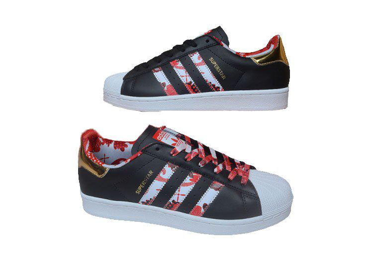 נעלי אדידס-ADIDAS Stan Smith - Black / Red / White – תמונה 6