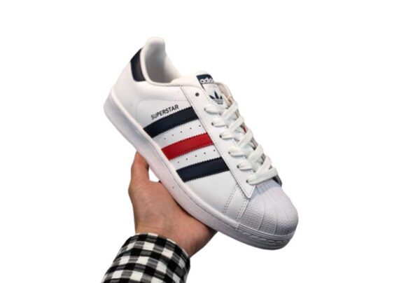 נעלי אדידס-ADIDAS Stan Smith - Shell Head White Dark Blue Red