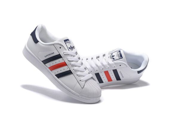 נעלי אדידס-ADIDAS Stan Smith - Shell Head White Dark Blue Red