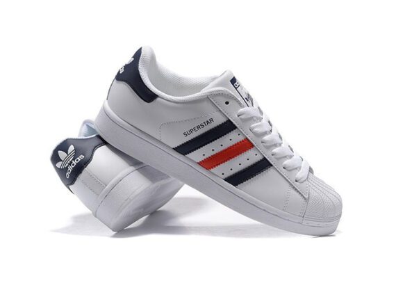 נעלי אדידס-ADIDAS Stan Smith - Shell Head White Dark Blue Red