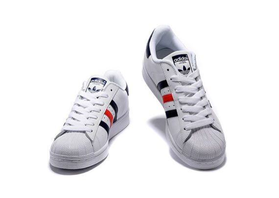 נעלי אדידס-ADIDAS Stan Smith - Shell Head White Dark Blue Red