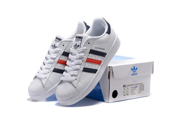 נעלי אדידס-ADIDAS Stan Smith - Shell Head White Dark Blue Red
