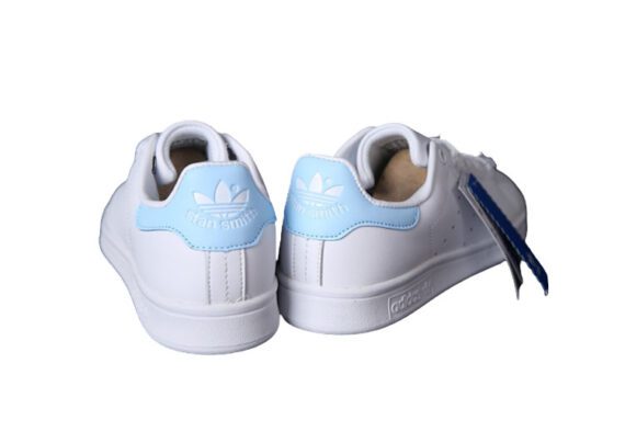נעלי אדידס-ADIDAS Stan Smith - White Light Blue Tail