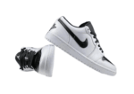 נעלי נייק-NIKE AIR JORDAN 1 LOW -WHITE-BLACK LOGO