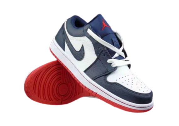 נעלי נייק-NIKE AIR JORDAN 1 LOW -WHITE-NAVY BLUE