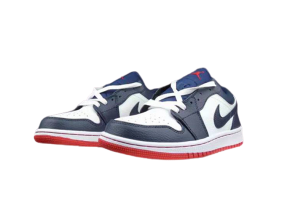 נעלי נייק-NIKE AIR JORDAN 1 LOW -WHITE-NAVY BLUE