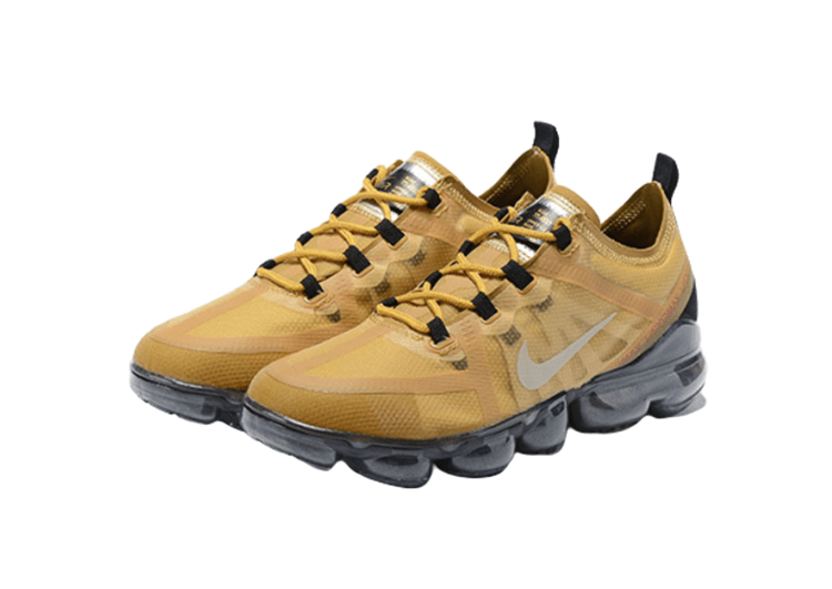 נעלי נייק-NIKE AIR VAPROMAX 2019 - TANGERINE YELLOW-WHITE LOGO – תמונה 2