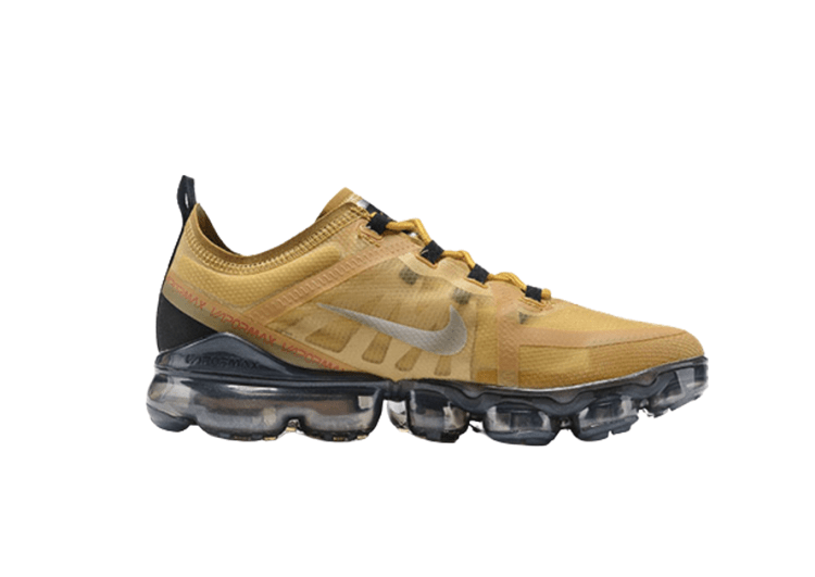 נעלי נייק-NIKE AIR VAPROMAX 2019 - TANGERINE YELLOW-WHITE LOGO – תמונה 4