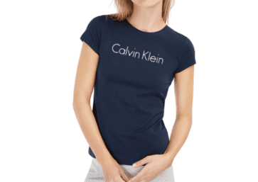 CK Round Neck Short Sleeve Women-Navy Blue