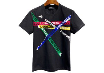 DSQUARED2 TSHIRT MEN SHORT - Black and Multi Color Logo
