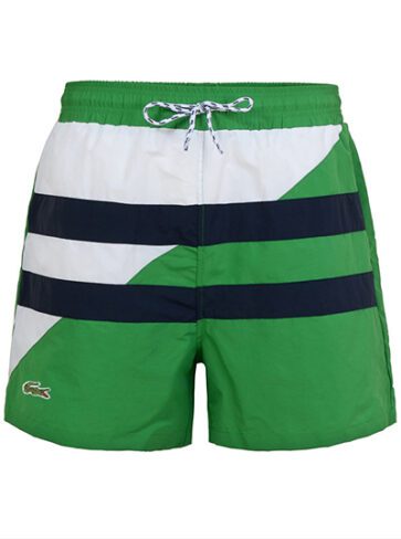 לקוסט-LACOSTE SWIM BEACH MEN - Green & White