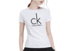 Large CK Round Neck Short Sleeve Women-White