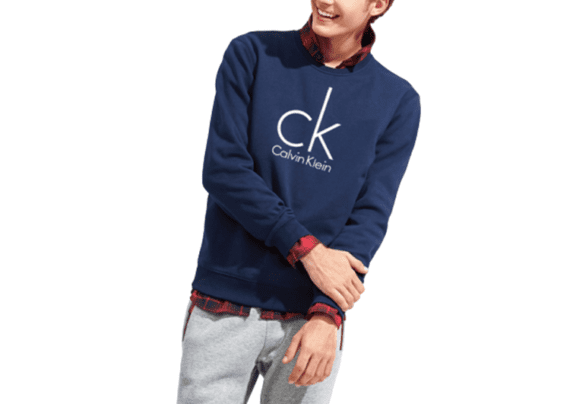 Large CK round neck sweater men-Navy Blue