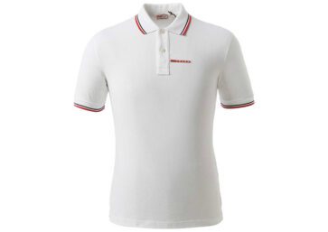 פראדה-PRADA TSHIRT POLO SHORT MEN - White & Blue Red Border