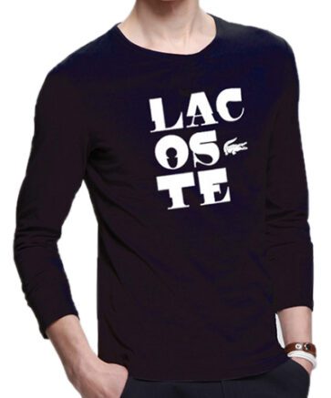 לקוסט-LACSOTE TSHIRT MEN LONG DESGIN - BLACK