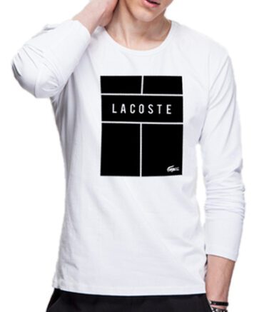 לקוסט-LACSOTE TSHIRT MEN LONG DESGIN - WHITE