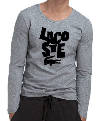 לקוסט-LACSOTE TSHIRT MEN LONG DESGIN - GRAY