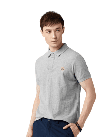 MONCLER POLO SHORT MEN LOGO SIDE BLACK AND BLUE