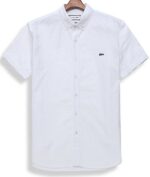 לקוסט-LACOSTE SHIRT MEN SHORT - WHITE