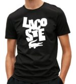 לקוסט-LACSOTE TSHIRT DESGIN MEN SHORT - Black & White Logo