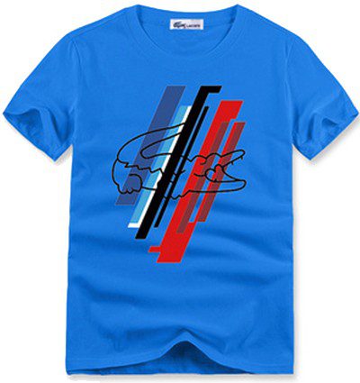 לקוסט-LACSOTE TSHIRT DESGIN MEN SHORT - Blue