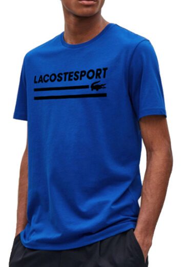 לקוסט-LACSOTE TSHIRT DESGIN MEN SHORT - Blue & Black Logo