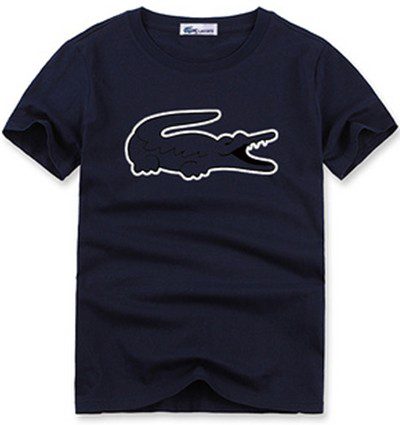 לקוסט-LACSOTE TSHIRT DESGIN MEN SHORT - Navy Blue