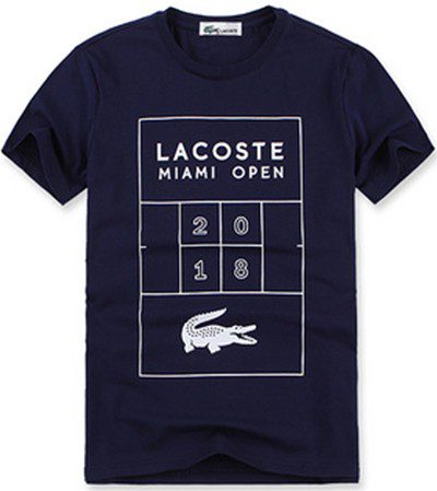 לקוסט-LACSOTE TSHIRT DESGIN MEN SHORT - Navy Blue
