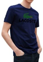 לקוסט-LACSOTE TSHIRT DESGIN MEN SHORT - Navy Blue & Green Black Logo