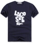 לקוסט-LACSOTE TSHIRT DESGIN MEN SHORT - Navy Blue & White Logo