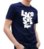 לקוסט-LACSOTE TSHIRT DESGIN MEN SHORT - Navy Blue & White Logo