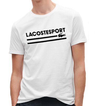 לקוסט-LACSOTE TSHIRT DESGIN MEN SHORT - White & Black Logo