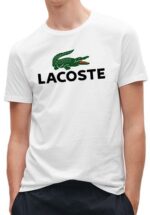 לקוסט-LACSOTE TSHIRT DESGIN MEN SHORT - White & Green Black Logo