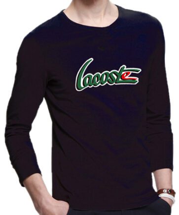 לקוסט-LACSOTE TSHIRT MEN LONG DESGIN - BLACK