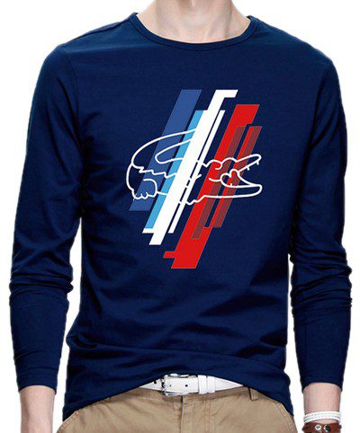 לקוסט-LACSOTE TSHIRT MEN LONG DESGIN - NAVY BLUE