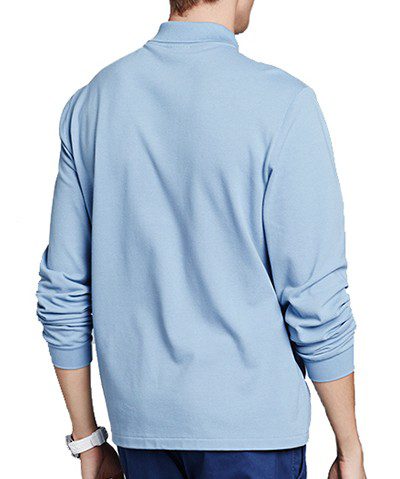 לקוסט-LACSOTE TSHIRT MEN POLO LONG - Light Steel Blue