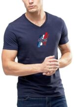 לקוסט-LACSOTE TSHIRT MEN V NECK DESGIN SHORT - Navy Blue