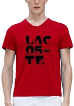 לקוסט-LACSOTE TSHIRT MEN V NECK DESGIN SHORT - RED