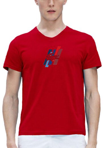 לקוסט-LACSOTE TSHIRT MEN V NECK DESGIN SHORT - Red