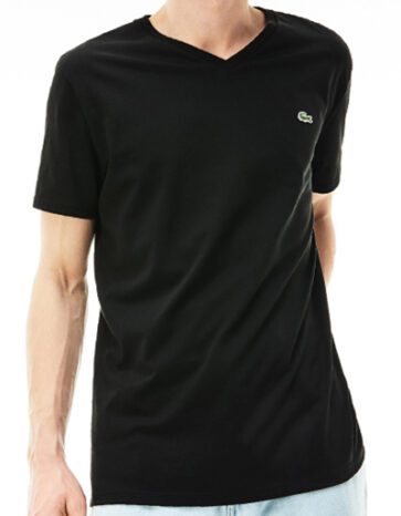 לקוסט-LACSOTE TSHIRT MEN V NECK SHORT - Black