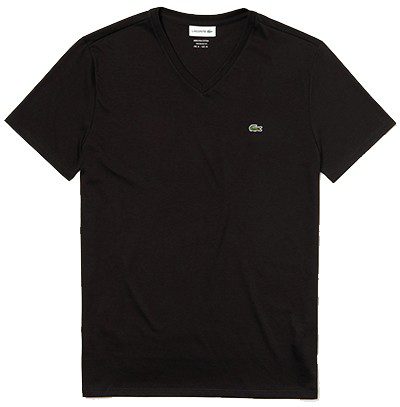 לקוסט-LACSOTE TSHIRT MEN V NECK SHORT - Black