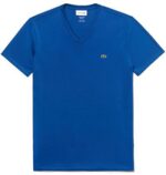 לקוסט-LACSOTE TSHIRT MEN V NECK SHORT - Blue