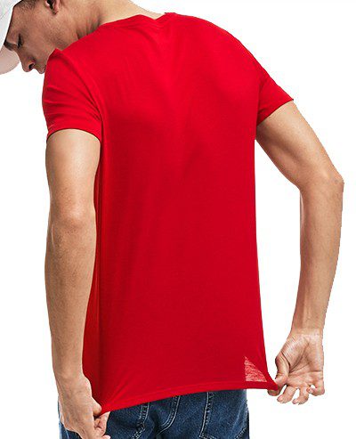 לקוסט-LACSOTE TSHIRT MEN V NECK SHORT - Red