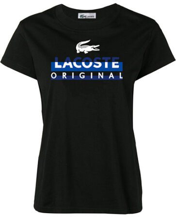 לקוסט-LACSOTE TSHIRT WOMEN DESGIN SHORT - BLACK