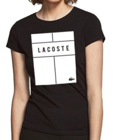 לקוסט-LACSOTE TSHIRT WOMEN DESGIN SHORT - BLACK