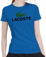 לקוסט-LACSOTE TSHIRT WOMEN DESGIN SHORT - BLUE