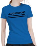 לקוסט-LACSOTE TSHIRT WOMEN DESGIN SHORT - BLUE