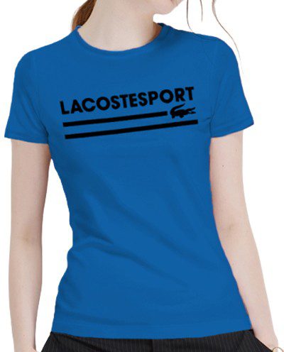 לקוסט-LACSOTE TSHIRT WOMEN DESGIN SHORT - BLUE