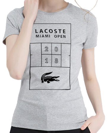 לקוסט-LACSOTE TSHIRT WOMEN DESGIN SHORT - GRAY