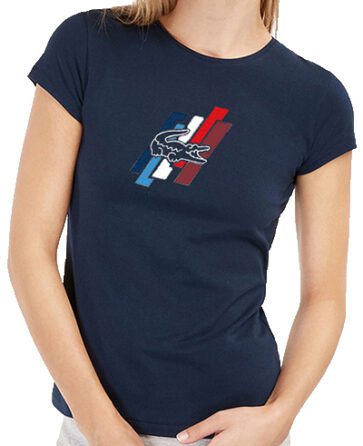 לקוסט-LACSOTE TSHIRT WOMEN DESGIN SHORT - NAVY BLUE